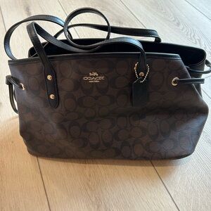 Coach Dark Brown and Black Signature Tote